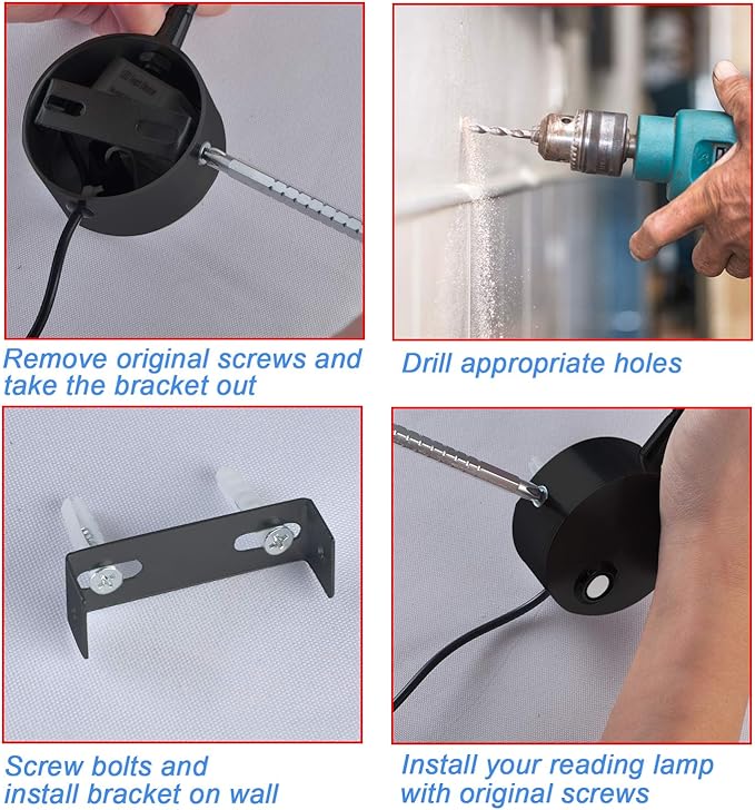 Adust Bedside Reading Light for Bed, Bed Wall Mounted Reading Light, 3W LED Touch Dimmable Brightness Minimalist Wall Headboard Reading Lamp, 3 Colour Temperature, 3000k, 4000k, 6000k