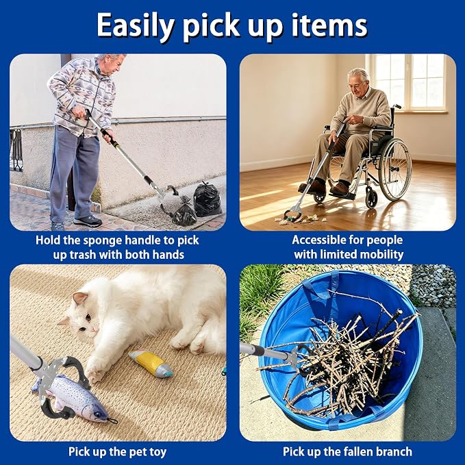 Grabber Reacher Tool with Magnetic Tip, 53" Reacher Grabber Tool Aluminum with 6" JJaw Opening Trash Picker Upper for Home Garden Garage Yard Outdoor & Daily Use