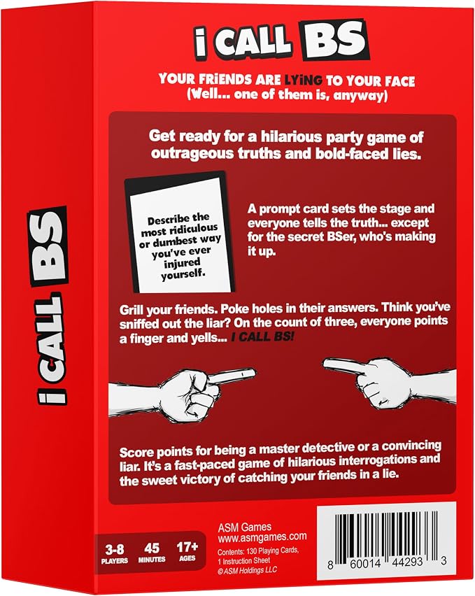 I Call BS - Hilarious Party Game for Adults Filled with Confessions and Lies, a Card Game Where You Call Out Your Friends and Family