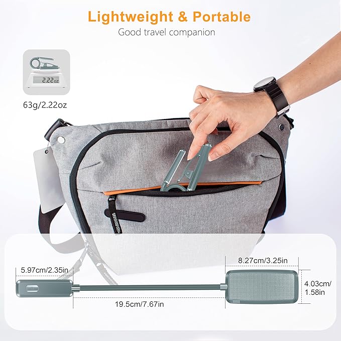 Gritin 9 LED Rechargeable Book Light for Reading in Bed - Eye Caring 3 Color Temperatures,Stepless Dimming Brightness,80 Hrs Runtime Small Lightweight Clip On Book Reading Light-Pacific Blue