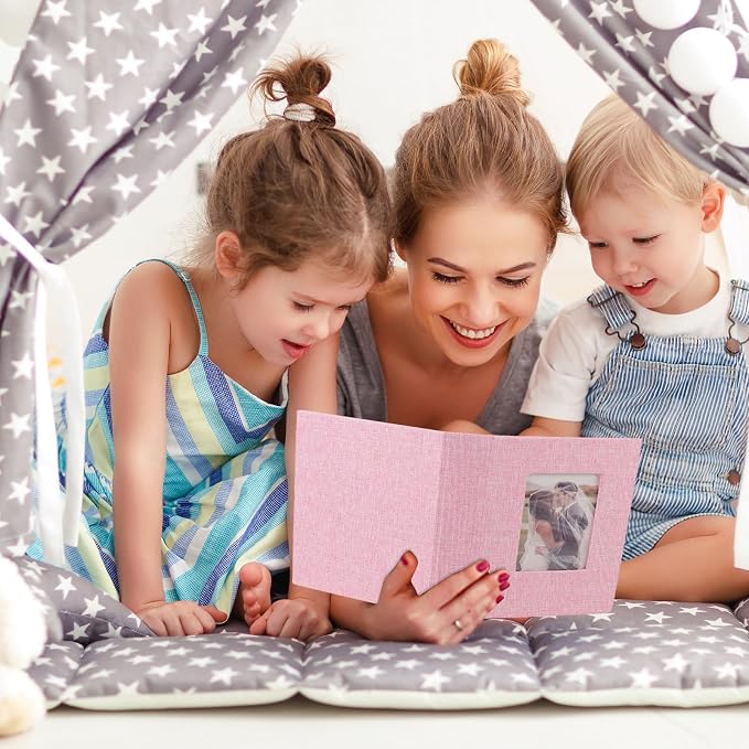 vivinin 2 Pack Photo Album 4x6, Linen Cover Photo Book, Small Photo Album Book for 36 Pockets Hold 72 Pictures, Picture Book for Photos Family Anniversaries Baby Vacations(Pink)