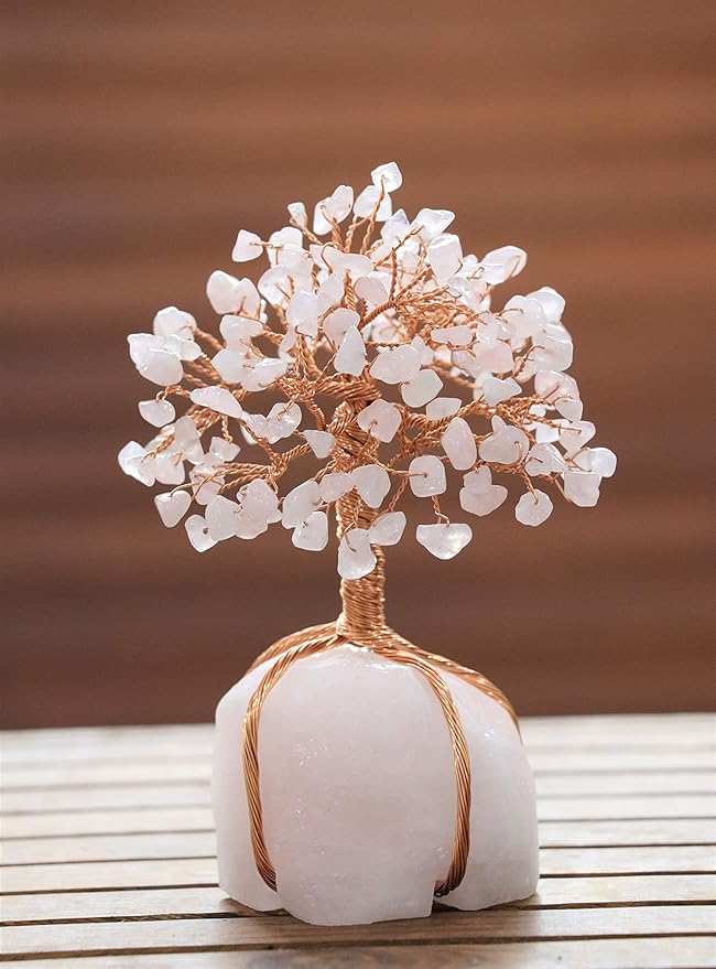 Crocon Rose Quartz Crystal Tree with Rose Quartz Stone Base Tree of Life Decor for Bedroom, Birthday Gifts for Women, Sister Gift, Birthday Gifts for Mom, Cute Home Decor Pink Housewarming Present