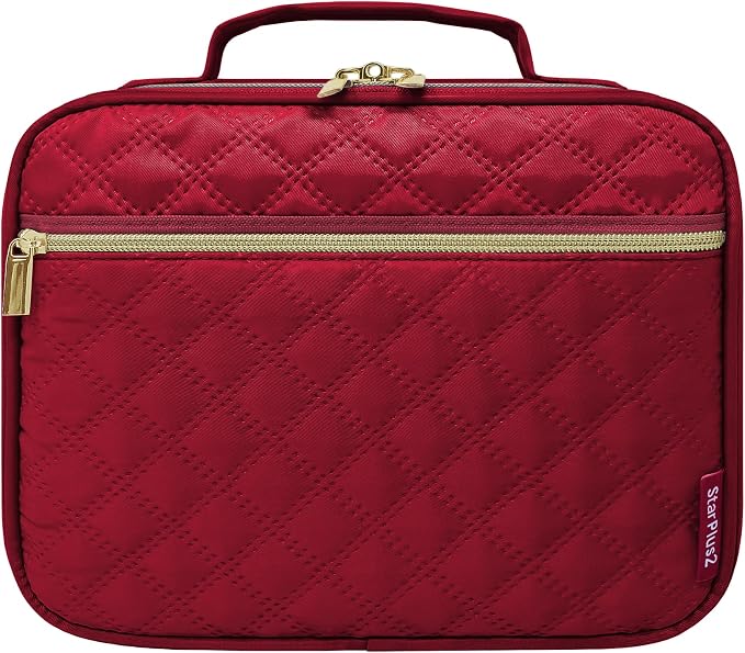 Large Travel Pill Bottle Organizer, Slim Medicine Bag, Carrier for Medications and Medical Supplies - Red WIne Ultrasonic