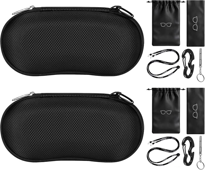 RayLove Sunglasses Case Hard Shell (2Pack), Crush Resistant Eyeglass Case with Zipper, Lightweight Sunglasses Travel Case