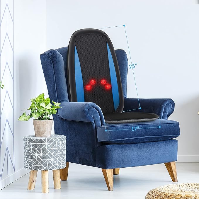 COMFIER Back Massager with Heat,Deep Tissue Kneading Massage Seat Cushion, Shiatsu Chair Pad for Neck for Home or Office use, Gift