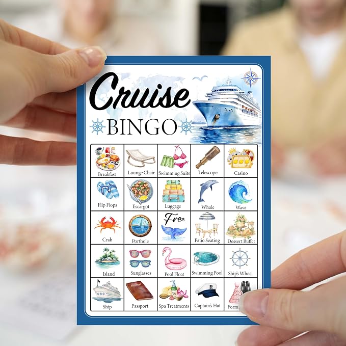 Cruise Bingo Game Cards, Cruise Ship Bingo Games for Adults, Cruise Vacation Bingo Cards Supplies, Birthday Party Decor Favors, Card Gifts for Friends Family Holiday, (Cruise)