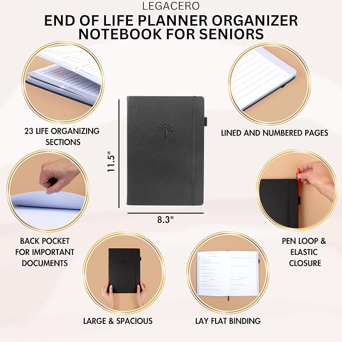 End of Life Planner for Seniors - Guided Estate Planning Organizer for Next of Kin. Large What To Do When I’m Gone Book and Important Document Organizer to Share with Your Executor (Black)