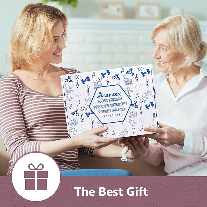 Assistex Fidget Busy Board for Adults with Dementia - Calming Activities and Games for Seniors Sensory Mat with Guide Book - Assistance Products Elderly Patients - Gift Toys for People with Alzheimers