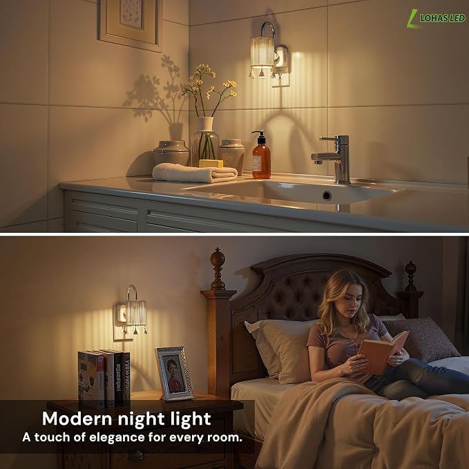 L LOHAS LED Night Lights Plug into Wall, Boho Fabric Cylinder Night Light | 2 Pack Decor Nightlight with Tassel,Dusk to Dawn Sensor,0-100LM Dimmable Vintage Night Lights for Bedroom,Living Room,Hallway