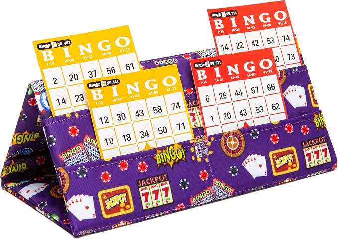 Playing Card Holder for Bingo Pull Tabs Gambling Tickets Card Game Holders for Canasta Poker Bridge Cards Casino Portacartas para Bingo Purple Indigo