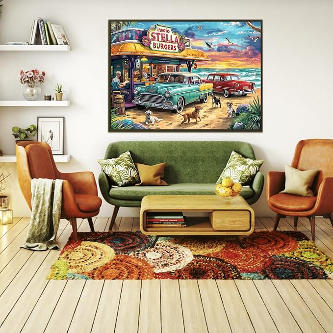 Puzzles for Adults 1000 Pieces,Seaview Campground Jigsaw Puzzle with 1:1 HD Poster, Perfect Interlocking No Dust, Stress Relief Ideal Gift for Family Games