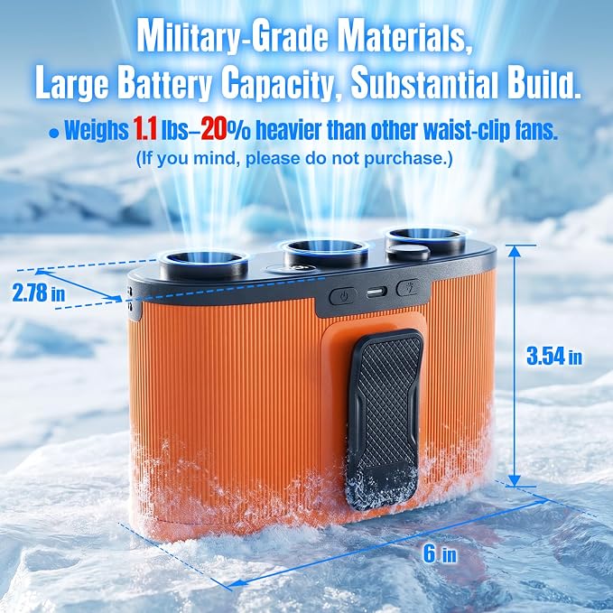 2026 25000MAh AI Portable Waist Fan, 199 Speeds 51000RPM Strong Airflow, Belt Fan with up to 15H of Working Time,Rechargeable Wearable Personal Fans for Outdoor Work Camping Construction Travel