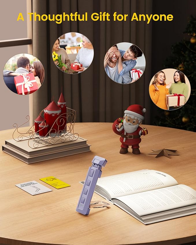 Glocusent Extendable Book Lights for Reading at Night, 5 Enhanced Brightness & 3 Colors with Sleep Aid & Timers, Clip on USB Rechargeable Reading Light for Books in Bed, Ideal Book Lovers Gifts