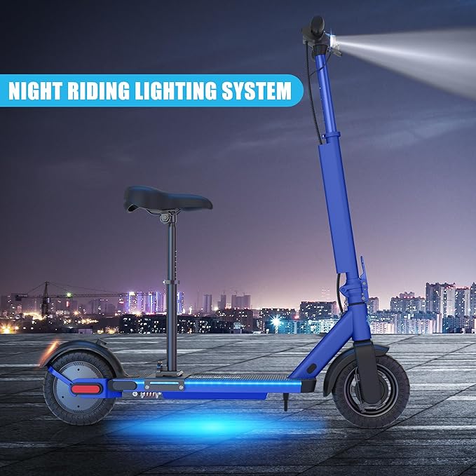 Caroma Electric Scooter with Seat Option,500/350W Motor Up to 25/20 Miles Range & 25/20 MPH Speed,9" Tires,Adjustable Electric Scooter for Adults,Foldable Commuting