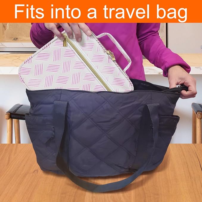 Medium Pill Bottle Organizer, Medicine Bag, Case, Carrier for Medications, Vitamins, and Medical Supplies - Travel Medicine Organizer Home Storage Med Bag - Jacquard Purple (Without Lock)