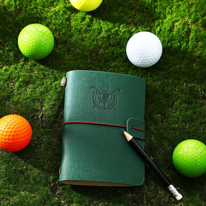 Yexiya Golf Scorecard Book with Pencil, Leather Golf Journal Scorecard Holder Accessories Notebook Log Pocket Score Cart Book Gift for Men Golfers, Sports and Outdoor Club Accessories