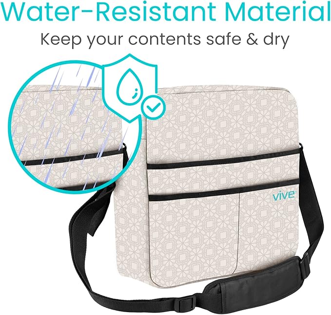 Vive Wheelchair Bag - Machine Washable, Double-Stitched, Water-Resistant Accessory Backpack for Rollators, Wheel Chairs, Walkers - Pouch with XL Pockets & Straps for Quick Installation