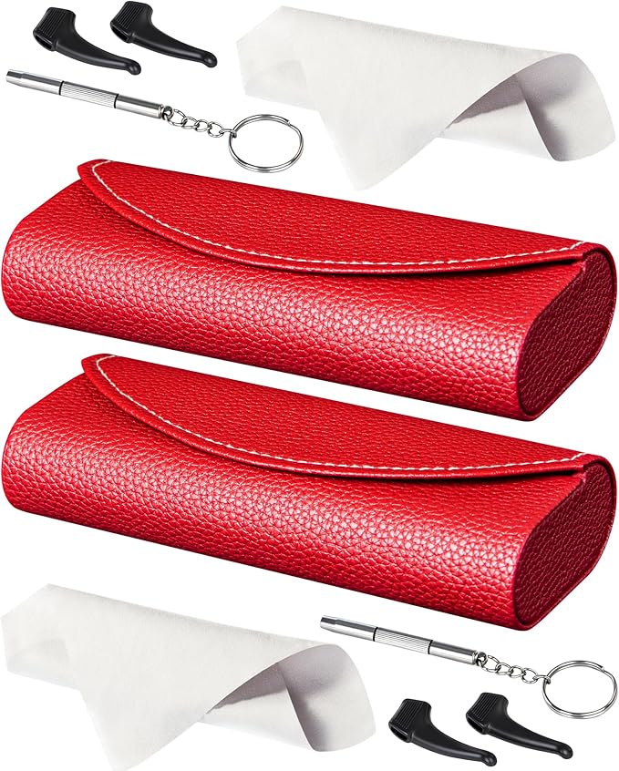 RayLove Hard Shell Glasses Case, Lightweight Leather Eyeglass Case, Travel-Friendly Sunglasses Protector for Men & Women