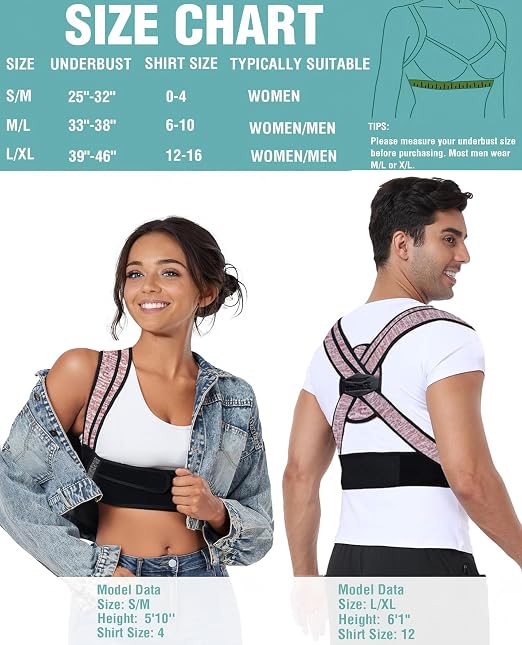 Posture Corrector, BI-Strap System Back Brace | Three Wearing Modes, Bamboo Fiber Lining, Adjustable Support