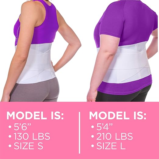 BraceAbility Plus Size Women's Back Brace for Female Lower Back Pain - XXXL Ladies Soft White Elastic Lumbar Compression Obesity Support Belt Girdle is Discreet Under Clothes (3XL)