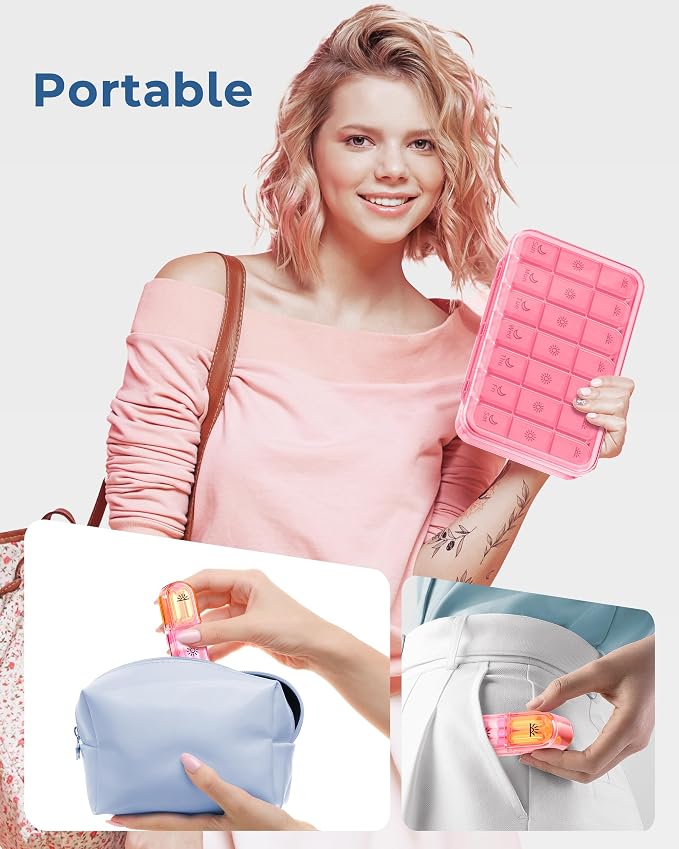 Windtrace Pill Organizer 3X a Day, 7-Day Weekly Compartment | Easy Track, Durable, 3D Labels, BPA-Free, Stylish, Travel-Friendly, 7-Day Capacity, Cute Pattern