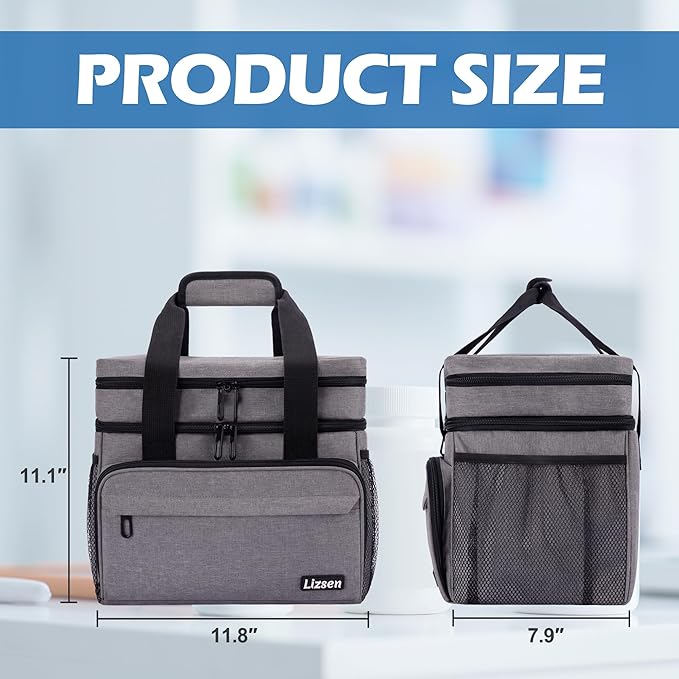 Large Medicine Storage Bag, Double Layer Pill Bottle Organizer Storage Bag with Lockable Zipper, Medication Travel Bag Carrying Case for Men Women