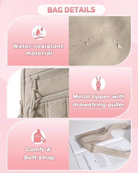 Smasrob Puffer Sling Bag for Women with RFID Blocking Pocket | Hidden Water Bottle Holder, Small Crossbody Bag with Multiple Pockets