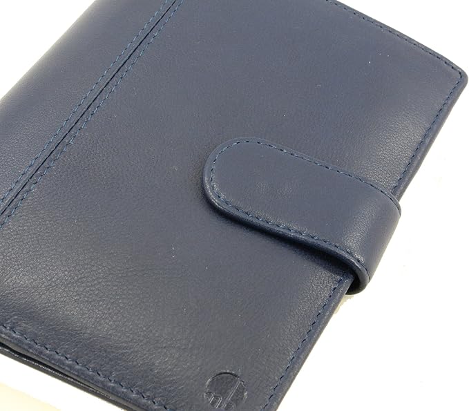 Genuine Sheep Leather Smart Family Size Passport Travel Wallet/Holder - (Blue)