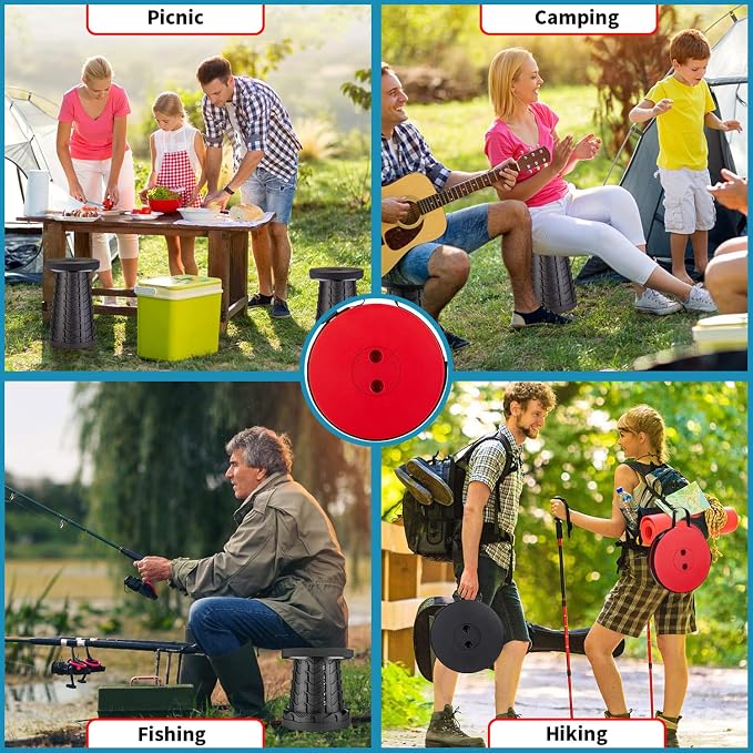 2-Pack Collapsible Stool, Load Capacity 400lbs, Lightweight Yet Sturdy, Upgraded Portable Stool for Camping Fishing Hiking BBQ
