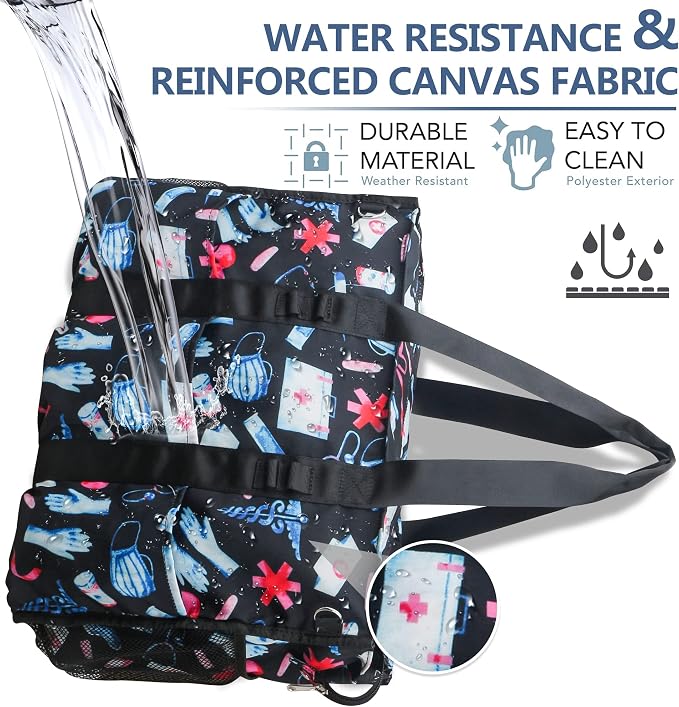 ABAMERICA Nurse Bags for Work Nursing Bag Multiple Pockets Waterproof Organizing Zip Top Clinical Bag for Nursing Students