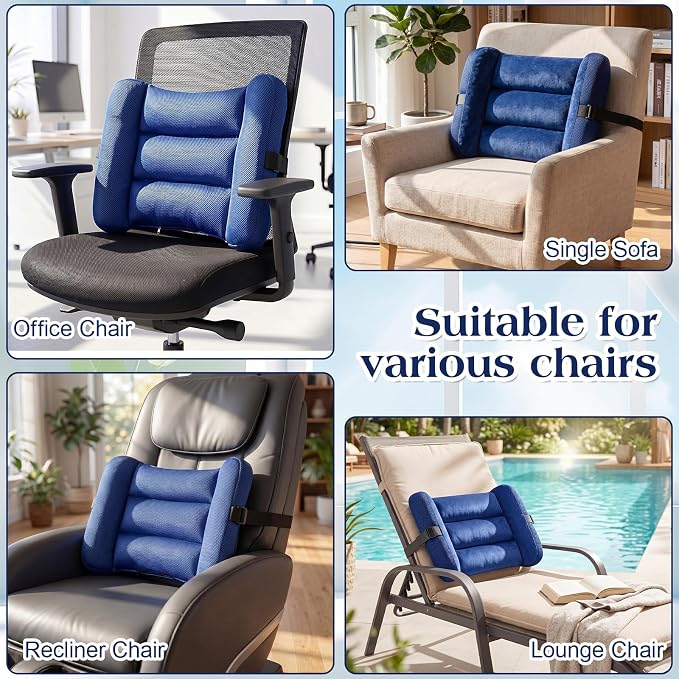 Lateral Support for Wheelchair Back Cushion Pressure Relief Side Support Pads Recliner Wheelchair Lumbar Pillow for Office Chair Back (Dark Blue)