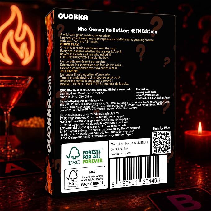 Quokka Card Games for Adults – Who Knows Me Better NSFW Edition – Party Game with 500+ Questions for Friends, Couples & Party Game Nights Ages 18+