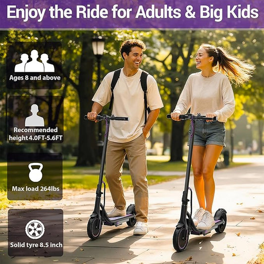 Electric Scooter for Adults, Folding E Scooter with 350W/500W Motor 16-24 Mph Top Speed, Max 15-60 Miles Long Range, 6.5''/8.5''/10''/14'' Solid Tires Commuting Scooters, Dual Brakes, APP