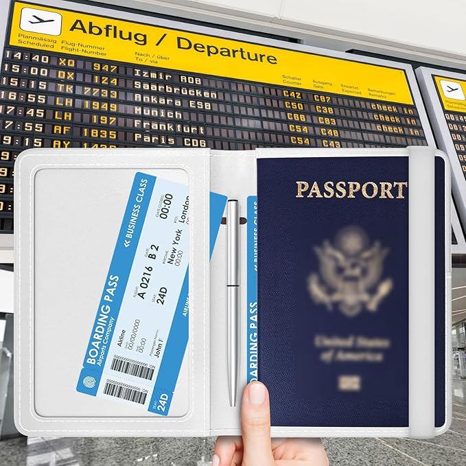 Passport Holder for Travel Essentials, RFID Premium Leather Passport Wallet Cover Case for Travel Must Haves Accessories, Passport Book Holders for Women Men Cute Flower Cows