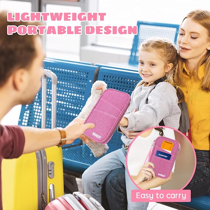 Premium Travel Passport Holder,Family Passport holder Travel Document Organizer,Secure &Stylish Companion For your Family (pink)