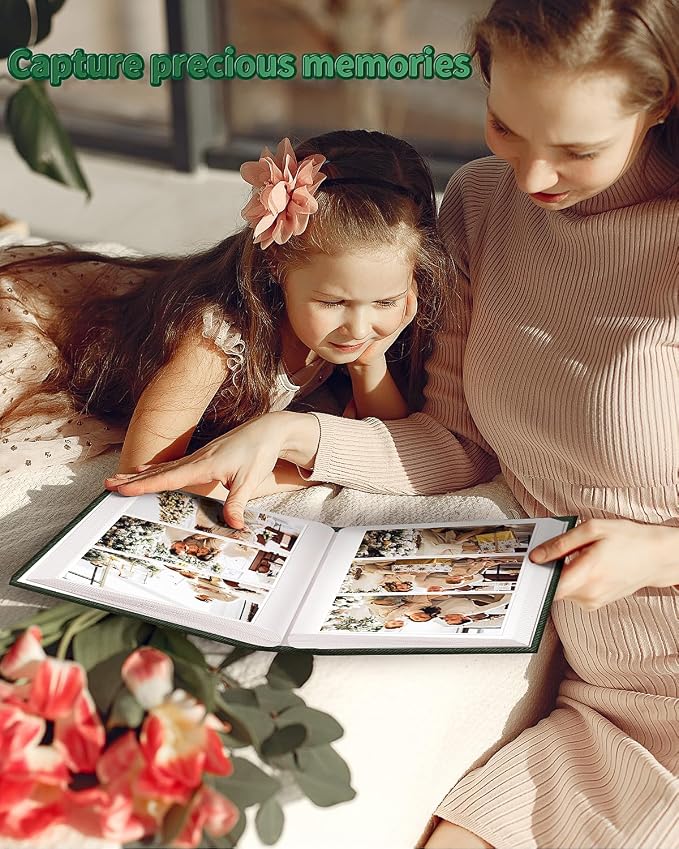 Artfeel Photo Album 4x6 with 300 Pockets,Slip-in Picture Albums,Linen Cover Memory Book with Front Window,White Page Vertical Photo Book for Wedding,Family,Anniversare,Baby,Vacation