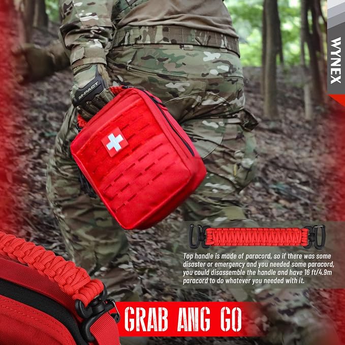 WYNEX Tactical Molle Admin Pouch, Molle Pouches of Double Layer Design | Utility EDC Pouch Organizer, Modular Tool Pouch, Medical EMT Attachment Bag,Large Capacity, Elastic Webbing Insert Panel