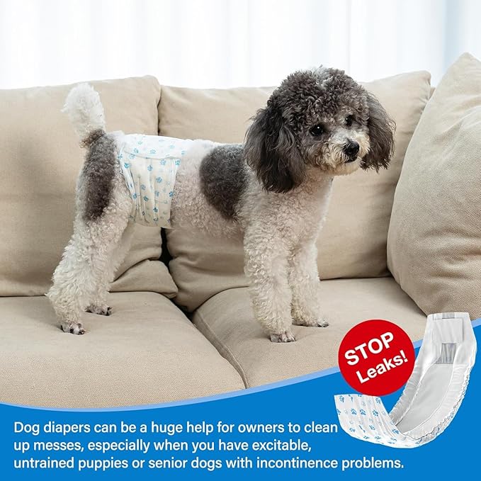 Pet Soft Disposable Male Dog Wraps - Dog Diapers for Male Dogs, Puppy Diapers 48pcs XSmall