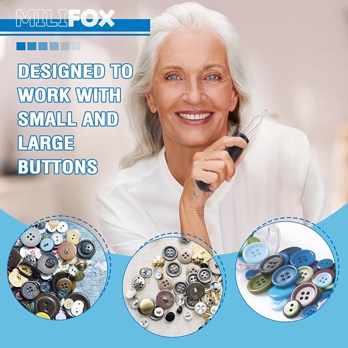 Button Hook for Seniors, Zipper Puller Helper & Shirt Button Helper Tool for Elderly, Arthritis, Zipper Assistant for Dresses, Lightweight Non-Slip One-Hand Zipper Aid Tool (2 Pack)
