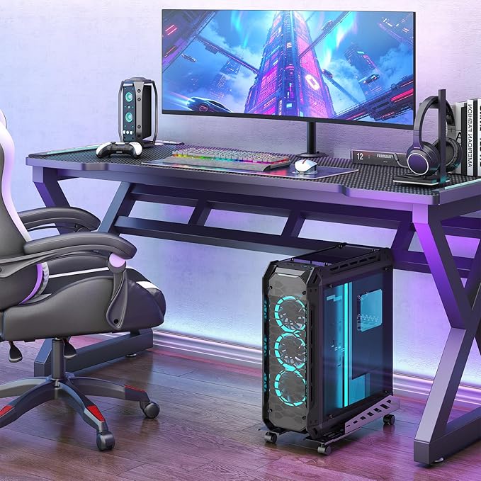 PUTORSEN Computer Tower Stand - Under Desk PC Stand for Floor with Rolling Caster Wheels, Adjustable CPU Tower Holder Fits Most PC Tower