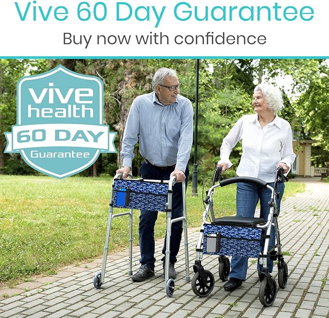 Vive Walker Bag - Accessories Wheelchair Basket Pouch (Water Resistant) - Seniors Caddy Accessory Attachment for Folding, Rolling Walkers - Carry Storage Carrier Tote - Lightweight, Universal Size