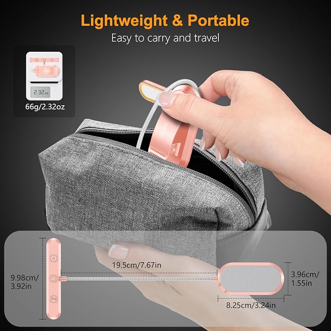 Gritin Rechargeable Book Light for Reading in Bed with 19 LED | Eye Caring 3 Color Temps, 5 Brightness Levels, Memory Function, 90 Hrs Runtime Flexible Goose Neck Clip on Light-Pink