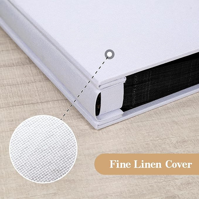potricher Linen Hardcover Photo Album 4x6 1000 Photos Large Capacity for Family Wedding Anniversary Baby Vacation (White, 1000 Pockets)