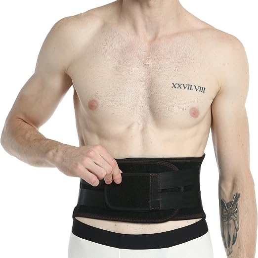 NeoTech Care Back Belt Support for Men or Women - Breathable & Adjustable Lower Back Brace - Double Pull Compression Straps (Black, Size S)