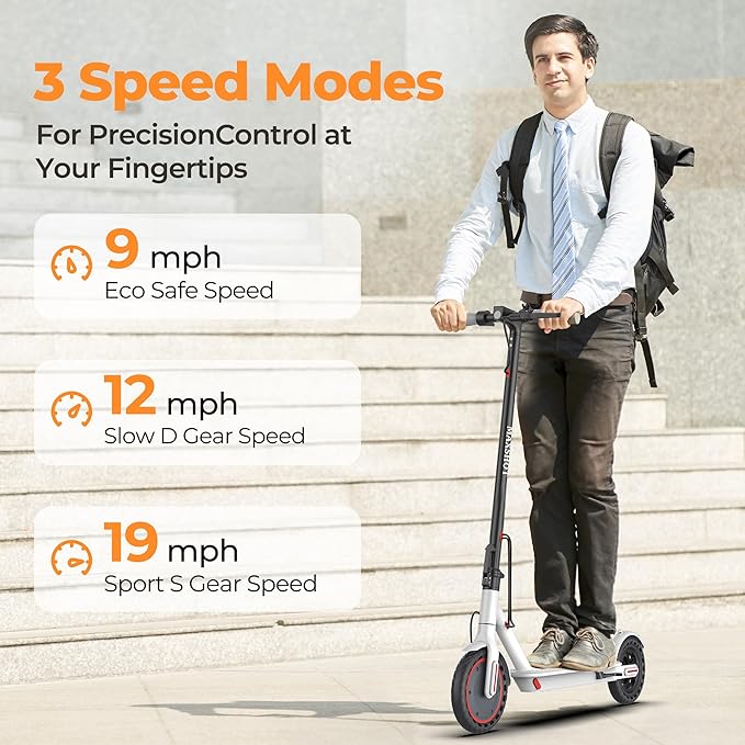 Maxshot Electric Scooter, 8.5" /10" /14" Tire, 16/19/22 Mph Top Speed, 12/16/21/27/28/49/50 Miles Long Range, Folding Escooter for Adults and Kids with Seat Bag, Dual Braking, Dual Suspension, App
