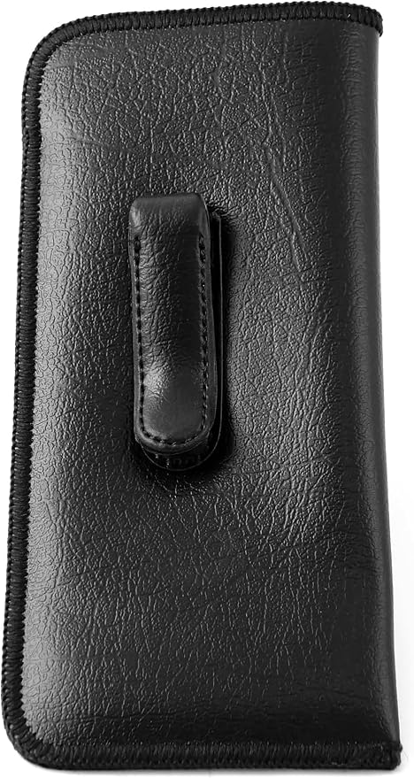 Calabria Soft Slip-In Glasses Case Pocket Metal Clip Black (3 Pack) for Men/Women Synthetic Leather Felt Lining 6.5"x3"