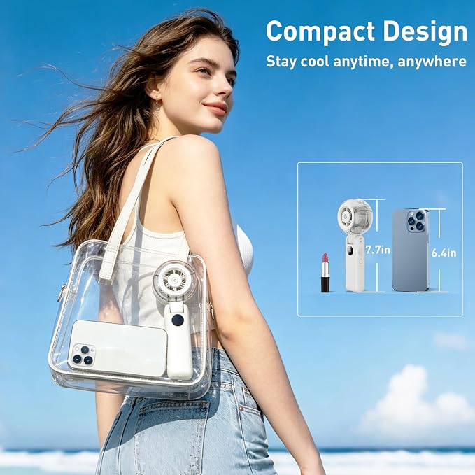 Portable Fan Handheld, Powerful Cooling Misting Fan Rechargeable | LED Display, 100 Speed Stepless Control, 155° Foldable, Personal Mist Fan for Outdoor, Travel, Makeup, Gifts for Men Women