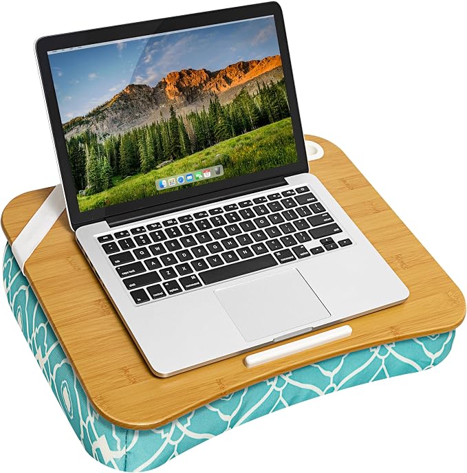 LAPGEAR Designer Lap Desk – Aqua Trellis, Fits 15.6” Laptops