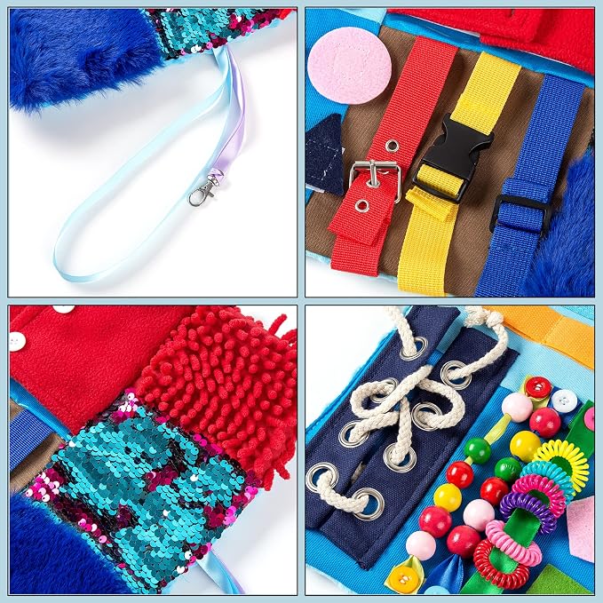 Fidget Blanket for Adults with Dementia, Alzheimer's Sensory Mat for Elderly | 18-in-1 busy board, portable lap pad, sensory activities, memory care, calming gift, for elderly, autism and ADHD