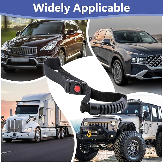 2 PCS Car Adjustable Grab Handles, Car Handle Strap Assist for Elderly | Car Door Handle, Safety Handle Portable Vehicle Support Grab Bar for Trucks, SUVs, Vans, Cars and ATVs (Black)
